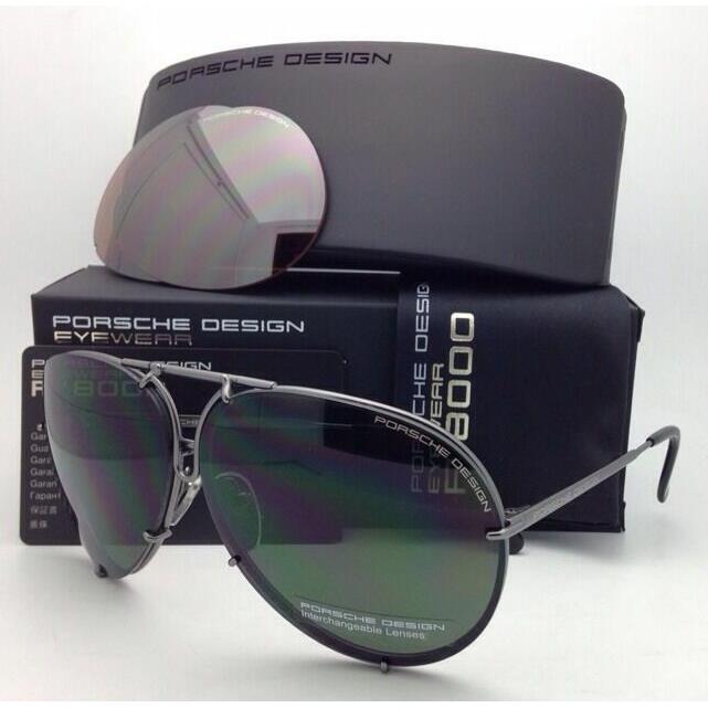 Porsche Design Titanium Aviator Sunglasses P`8478 69-10 C Gunmetal w/2 Lens Sets