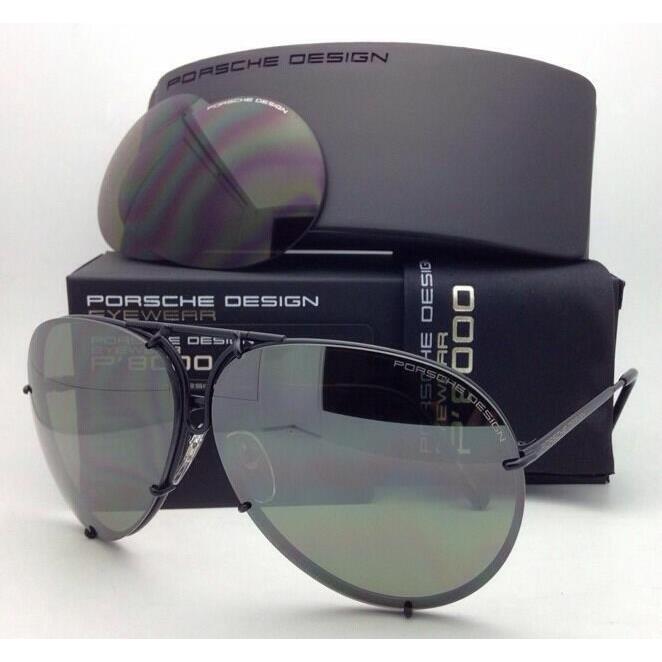 Porsche Design Titanium Aviator Sunglasses P`8478 66-10 D-black with 2 Lens Sets