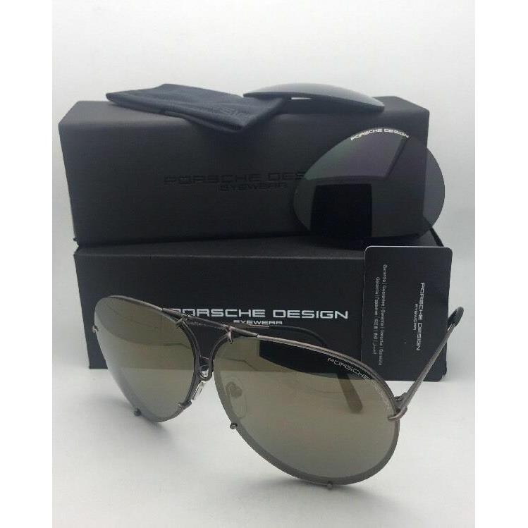 Porsche Design Titanium Aviator Sunglasses P`8478 E 69-10 Copper W/mirrored Lens