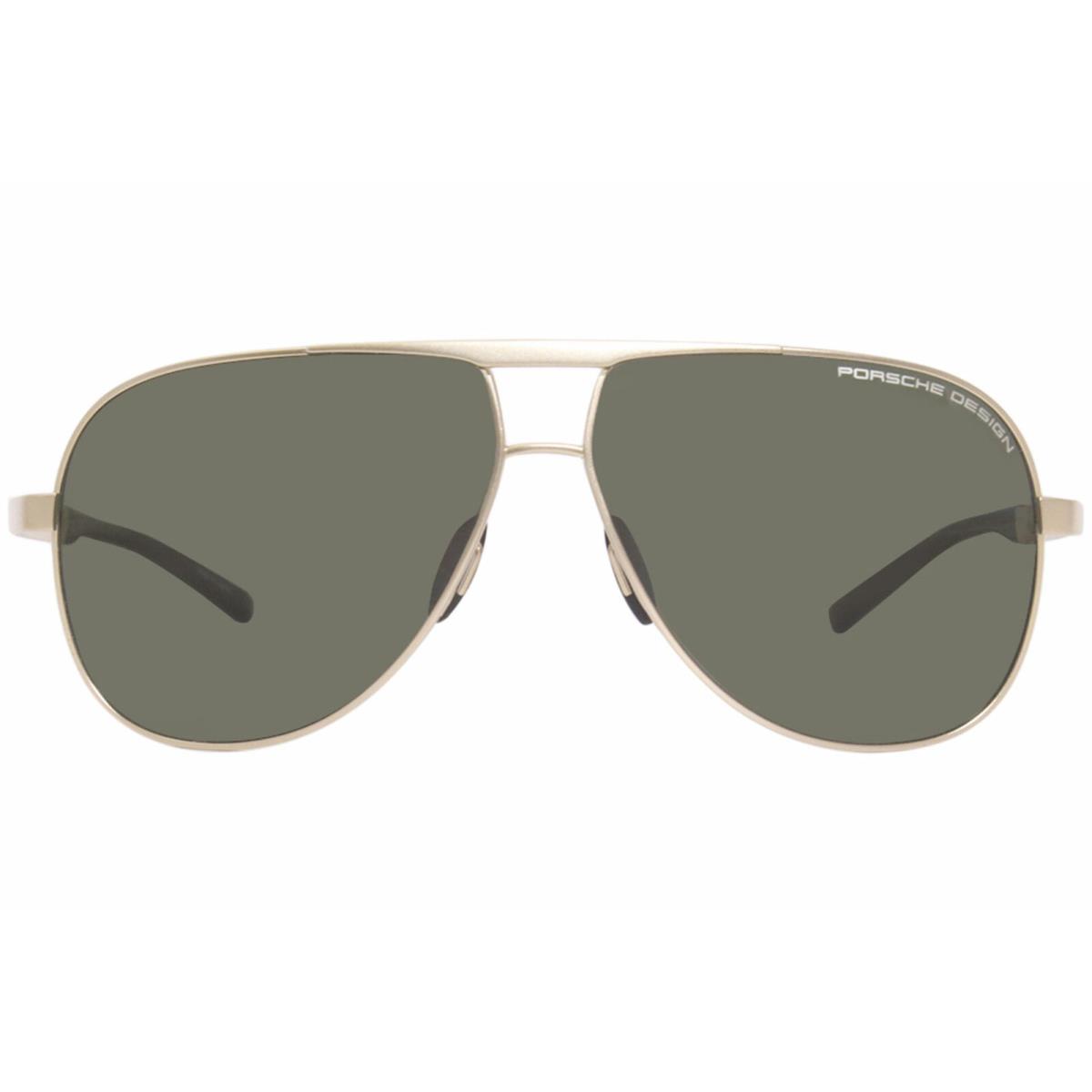Porsche Design P8657-C Sunglasses Men`s Titanium Gold/green Polarized Pilot 62mm