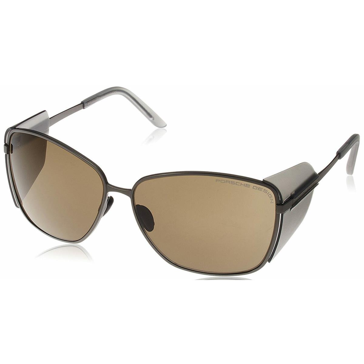 Porsche Design P8599 A Women`s Titanium Gunmetal Sunglasses Brown Lens