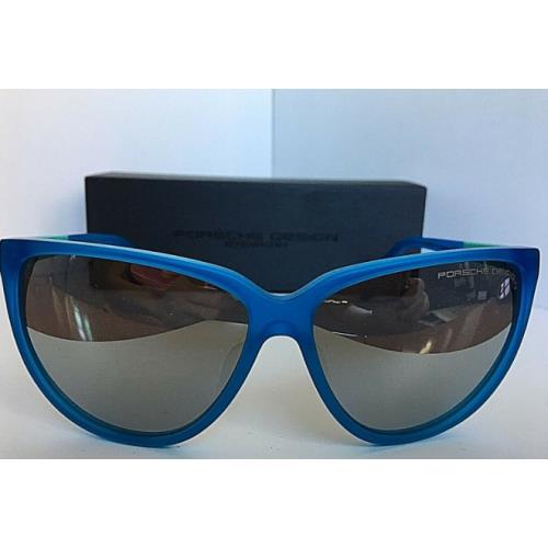 Porsche Design P 8588 P8588 E Cat Blue Cats Eye Women`s Sunglasses Italy