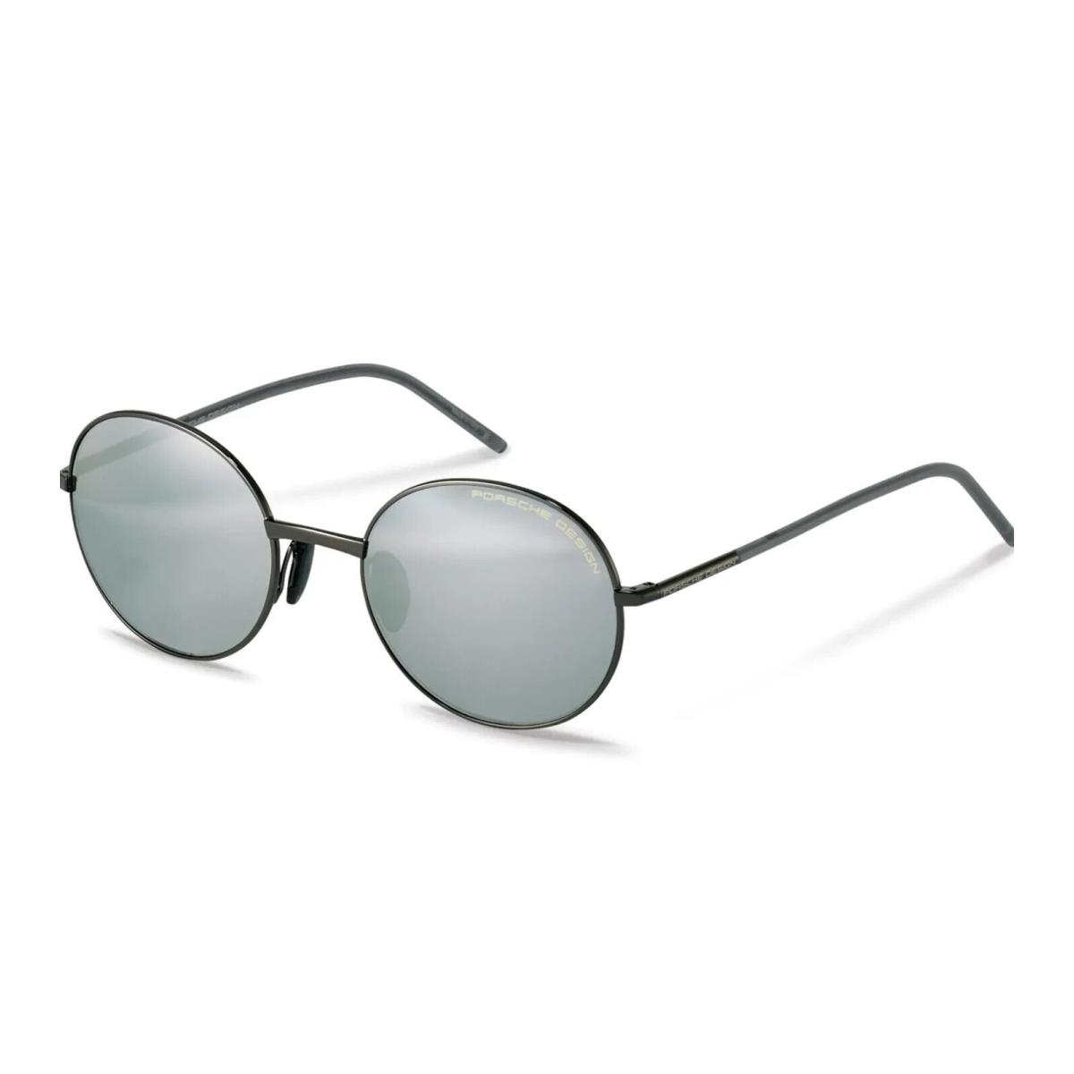Porsche Design Grey Round Mirror Titanium Sunglasses P8631 B Grey w/ Case