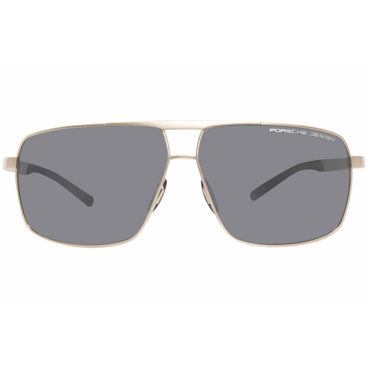 Porsche Design P8658-C Sunglasses Men`s Titanium Gold/blue Pilot 64mm