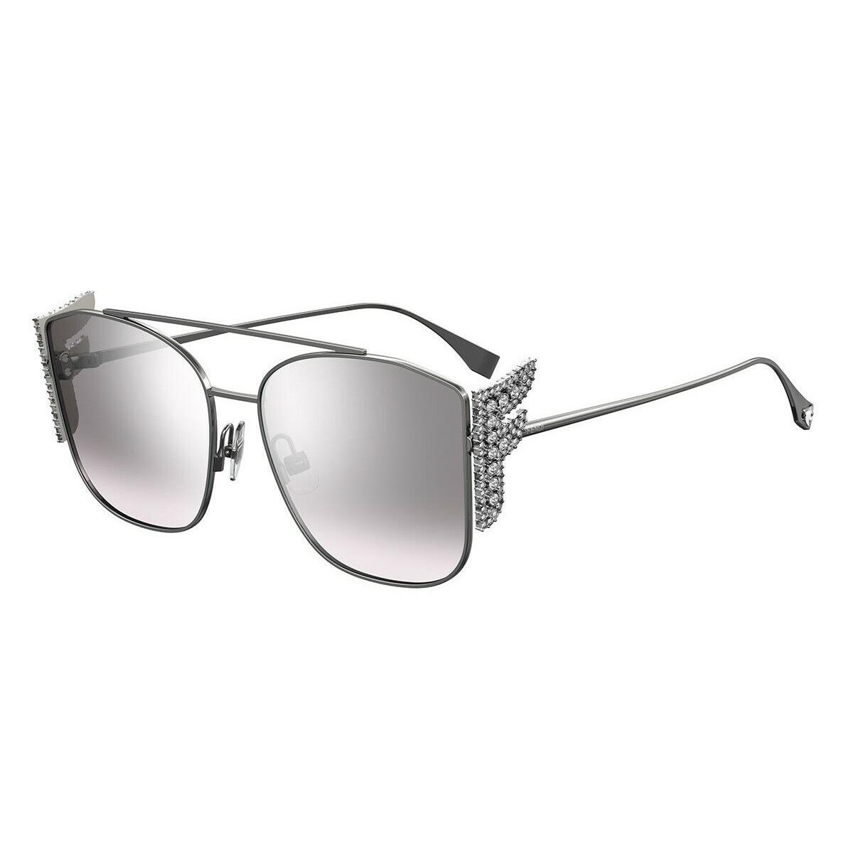 Fendi Freedom FF 0380/G/S Ruthenium/grey Silver Mirrored 6LB/IC Sunglasses