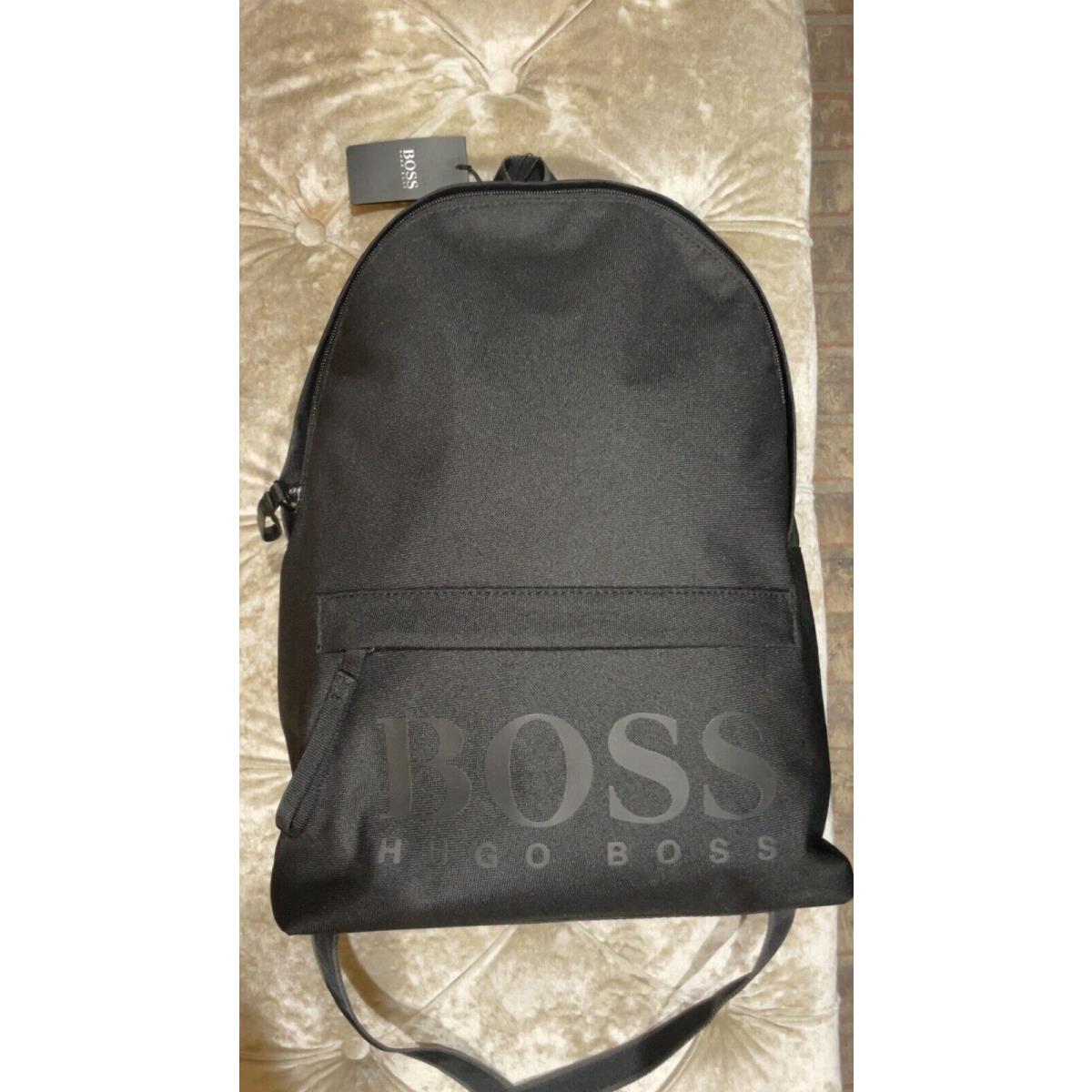 Hugo Boss Logo Print Backpack Travel Bag Navy Blue 50439196 Black