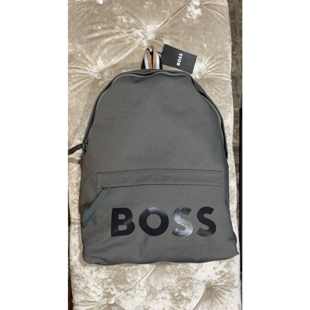 Hugo Boss Logo Print Backpack Travel Bag Navy Blue 50439196 Gray