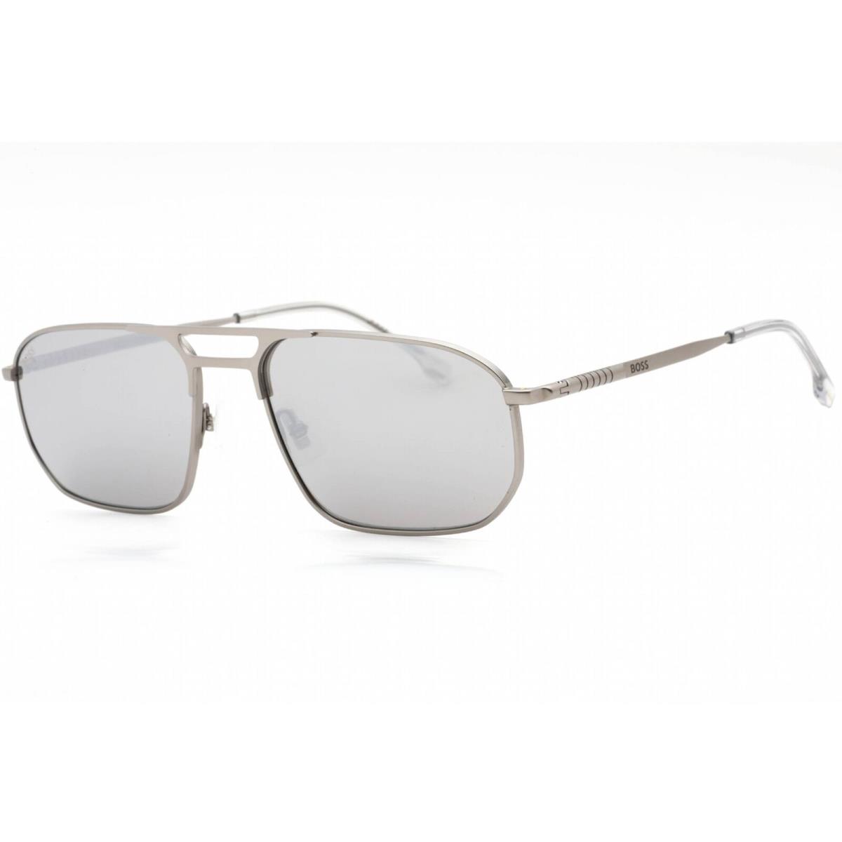 Hugo Boss Men`s Sunglasses Matte Ruthenium Rectangular Frame Boss 1446/S 0R81 JT - Frame: Matte Ruthenium, Lens: Silver Antireflective