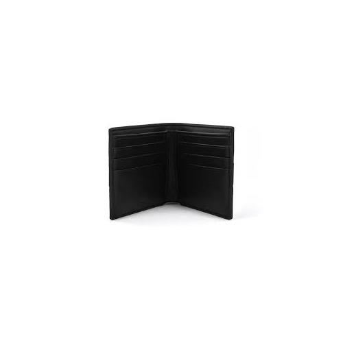 Hugo Boss Men Ray 6CC 1 Bi-fold Wallet Credit Card Slot Embossed Logo Leather OS - Black