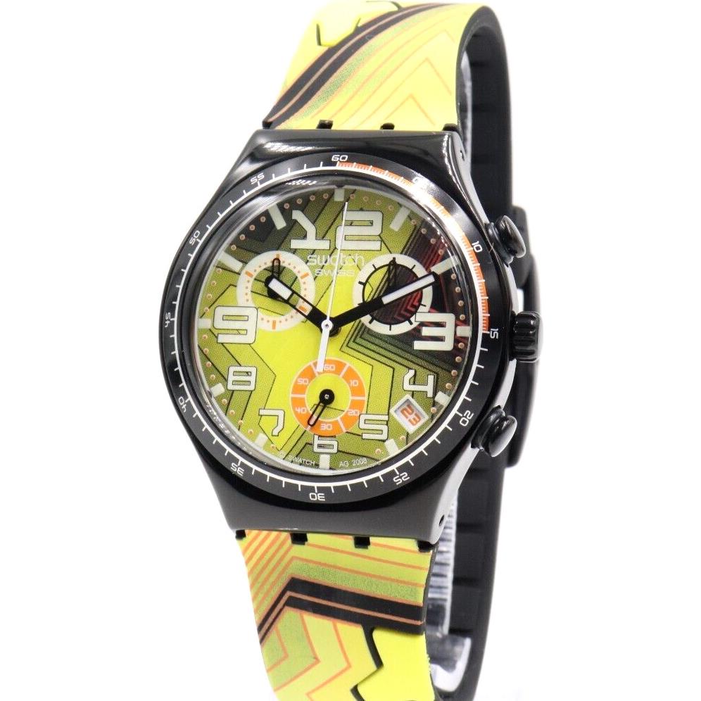 Swiss Swatch Irony Stroke Light Chrono Silicone Watch 40mm YCB4010