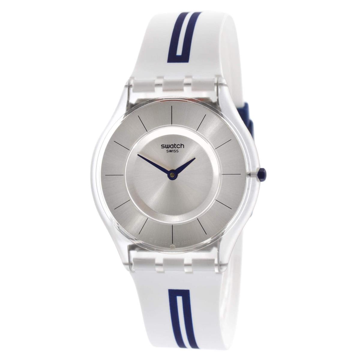 Swatch Women`s Watch Time to Swatch Mediolino Silver Dial Rubber Strap SFE112