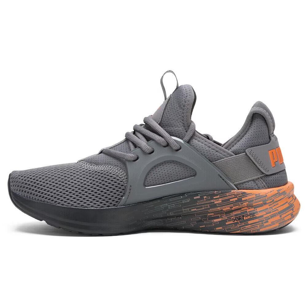 Mens Puma Softride Enzo Evo Sneaker Grey Orange Mesh Shoes - Grey