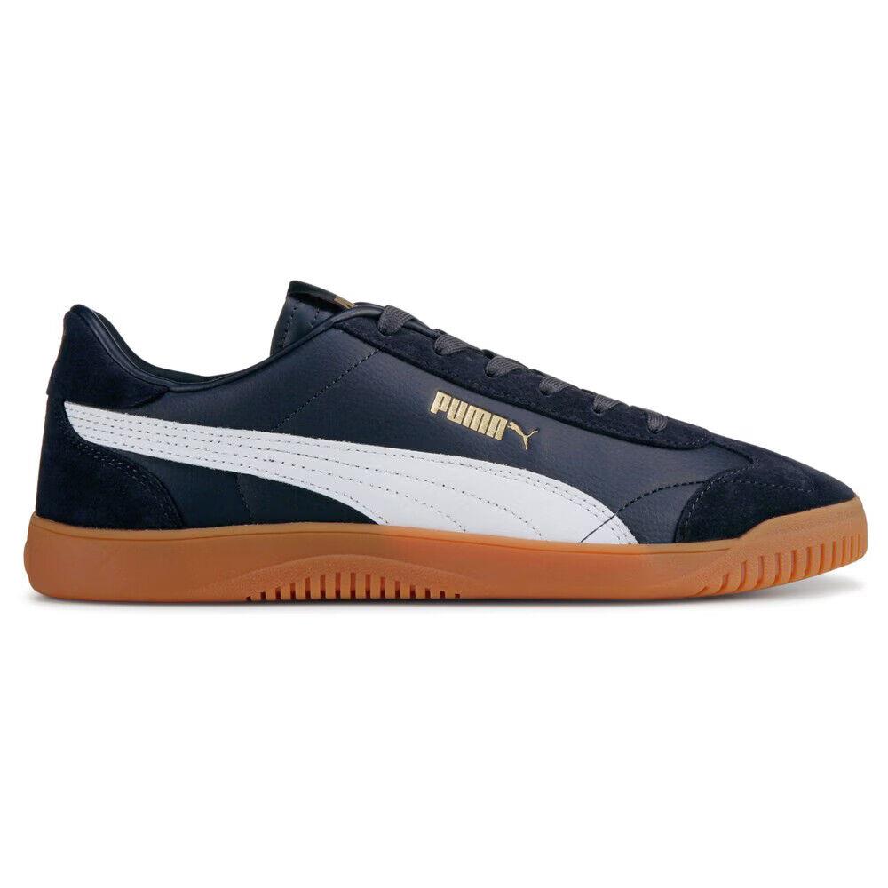 Mens Puma Club 5V5 Low Top Sneaker Navy Gum Leather Shoes - Blue