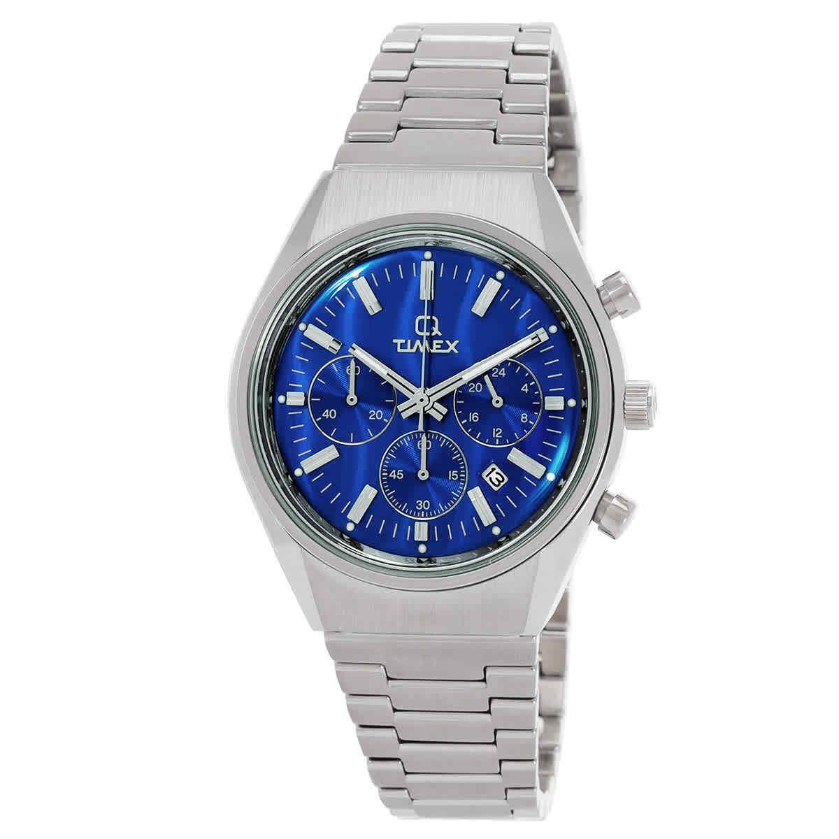 Timex Q Falcon Eye Chronograph Quartz Blue Dial Men`s Watch TW2W33700