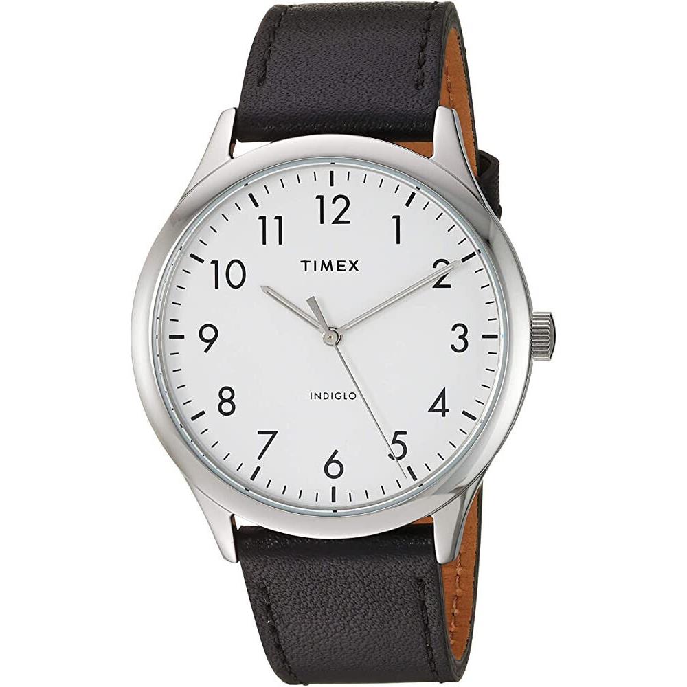 Timex Men`s Modern Easy Reader 40mm Silver/black White Dial Indiglo Watch