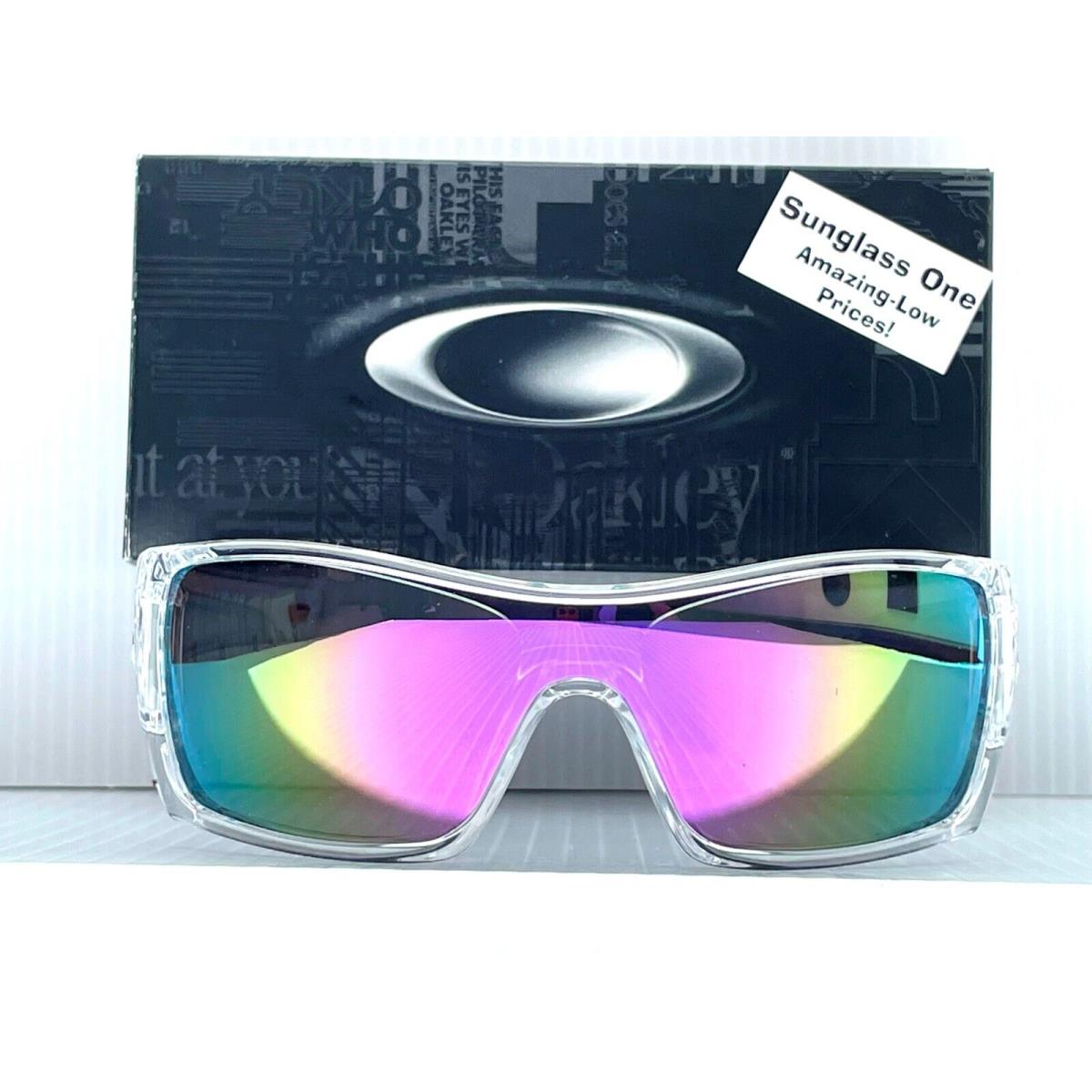 Oakley Batwolf Clear Silver Polarized Spectra Violet Mirror Lens Sunglass 9101