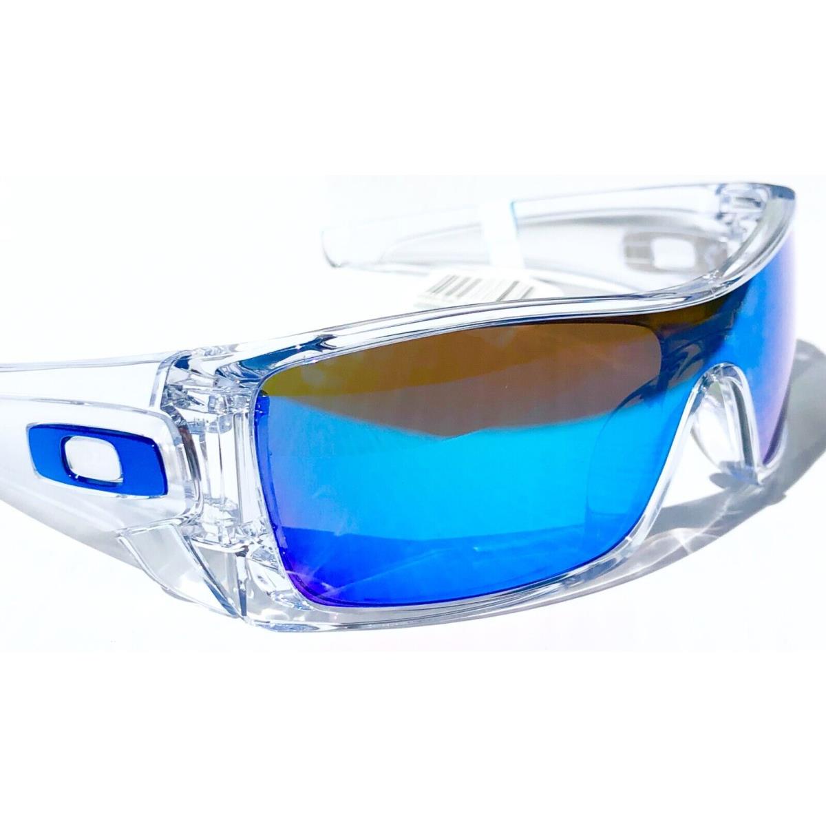 Oakley Batwolf Shiny Clear Polarized Spectra Blue Mirror Lens Sunglass 9101