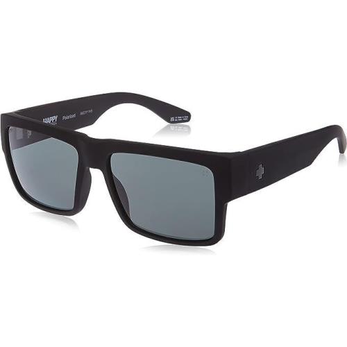 Spy Optic Adult Cyrus Square Sunglasses Color Contrast Enhancing Lenses 673180 - Frame: Soft Matte Black, Lens: Soft HD+ Gray/ Green Polarize