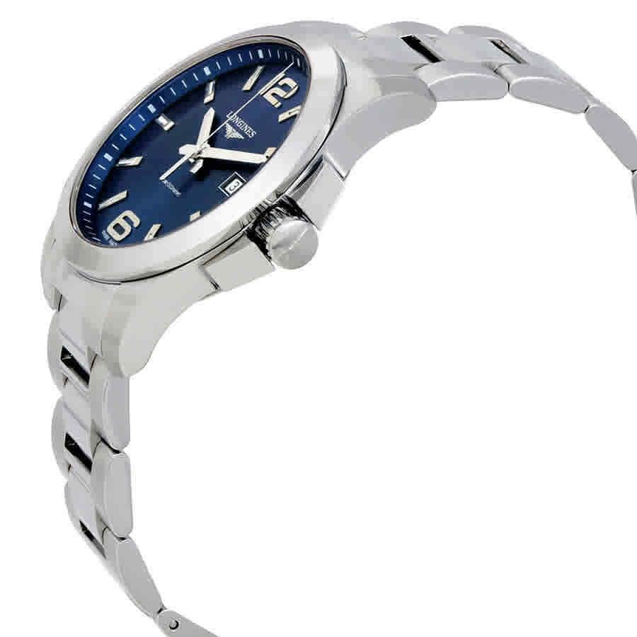 Longines Conquest Blue Dial Stainless Steel Men`s 43mm Watch L37604966 - Dial: Blue, Band: Silver, Bezel: Silver