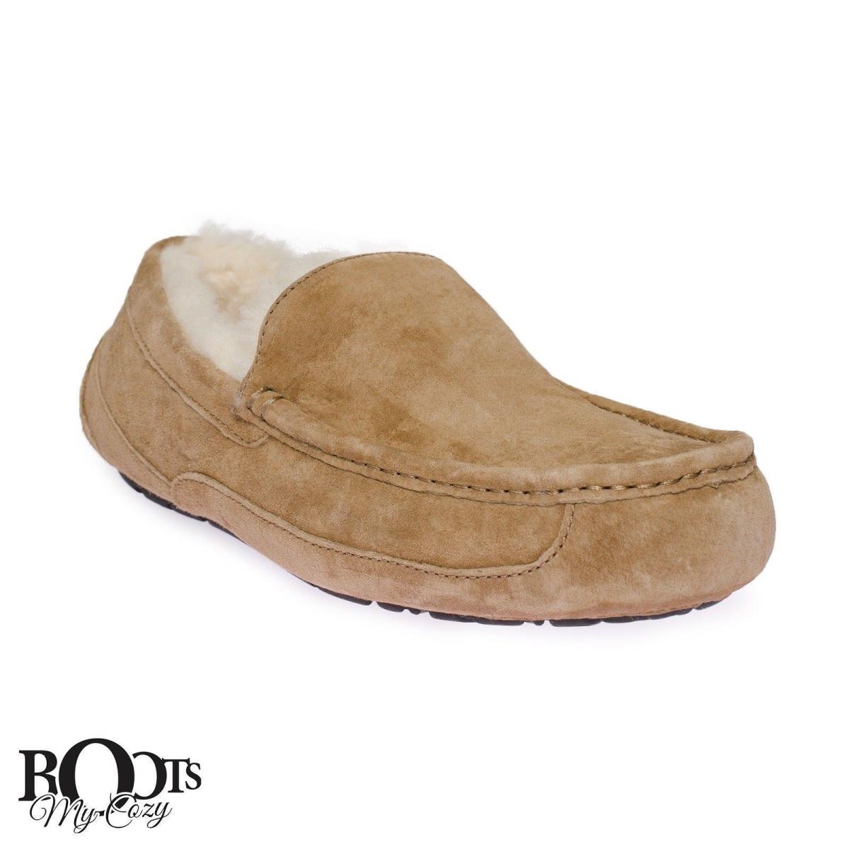 Ugg Ascot Chestnut Sheepskin Men`s Moccasin Slippers Size US 7/UK 6/EU 40