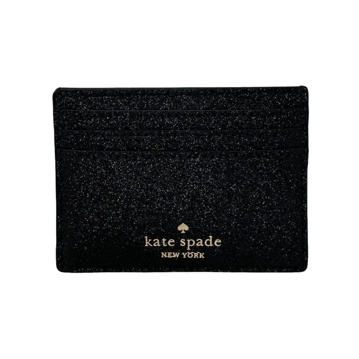 Kate Spade Glimmer Glitter Small Slim Card Case Holder Wallet KE448 Gift Receipt BLACK