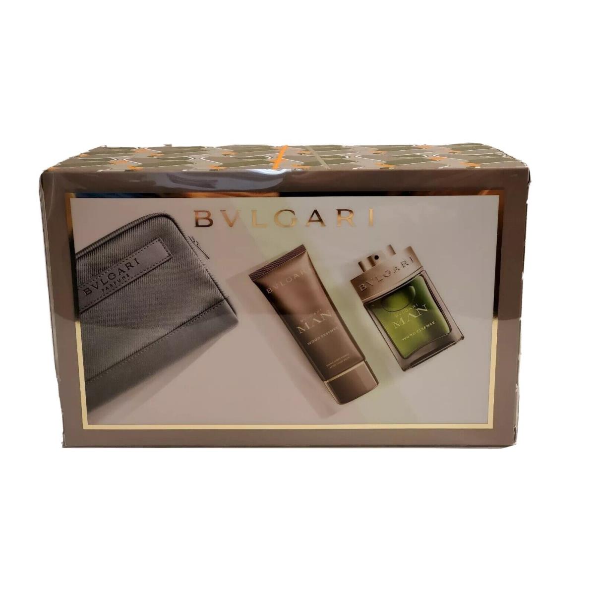 Bvlgari Man Wood Essence 3 Pcs Gift Set 3.4 oz EDP+3.4 oz Asb+bag