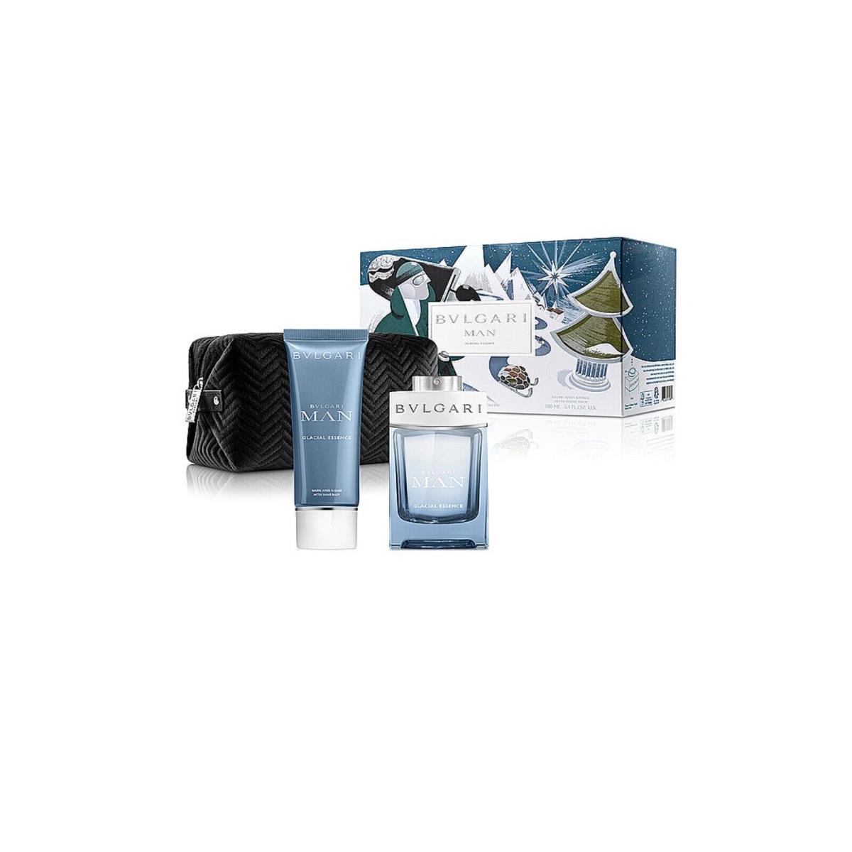 Bvlgari Man Glacial Essence Gft Set 100ml 3.4.Oz Edp SP 100ml 3.4.Oz Asb Pouch