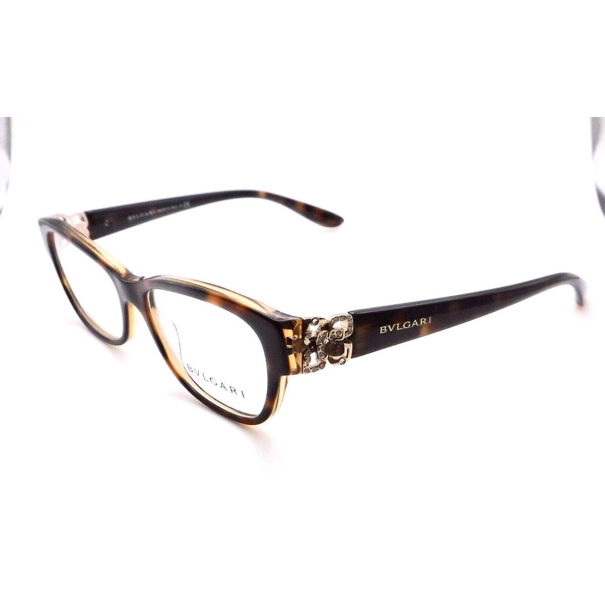 Bvlgari Eyeglasses 4124-B 5379 Tortoise Frames Clear Lens Gold Accents 54-16-140