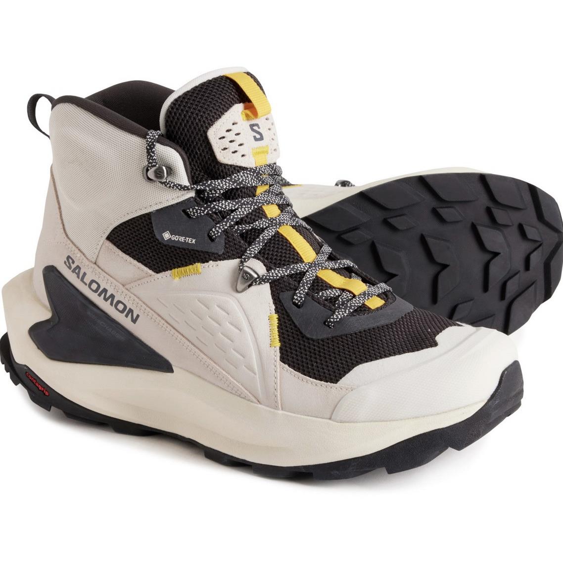 Salomon Men`s Gore-tex Lightweight Hiking Boots - Waterproof Leather - Vanilla/Phantom/Lemon