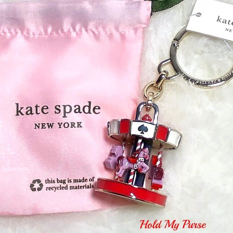 Kate Spade Winter Wonders 3D Carousel Horse Keychain Bag Charm