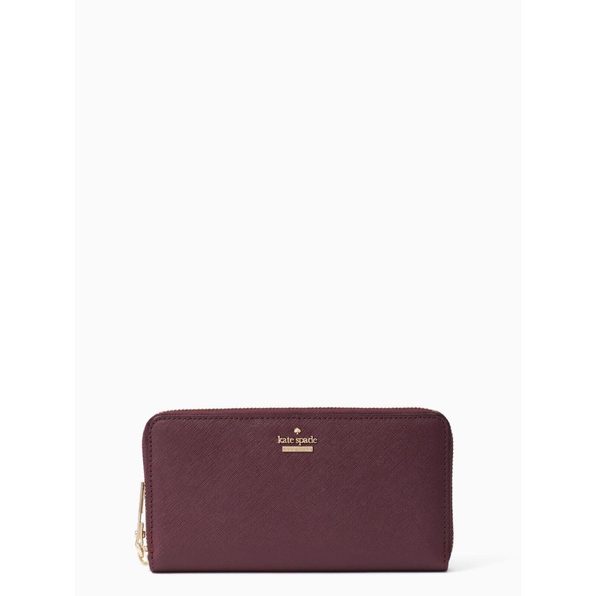 Kate Spade Famous Suici Cameron Street Lacey Wallet Deep Plum Leather New Purple