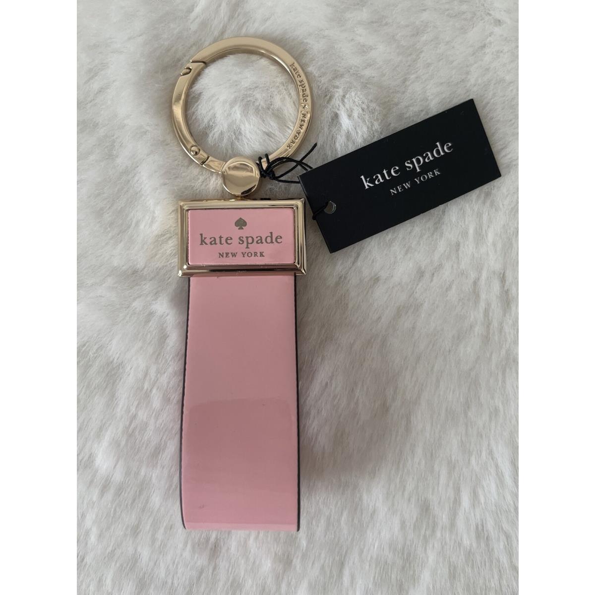 New Kate Spade Reegan Patent Keyfob Bag Charm Keychain Pink Tea Rose