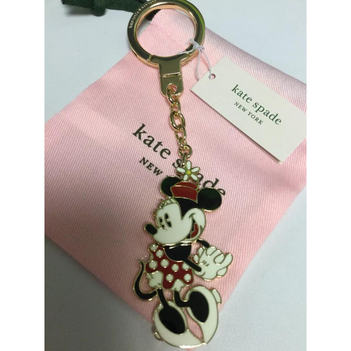 Kate Spade York Minnie Mouse Jeweled Key Chain Bag Charm w/ KS Dust Bag