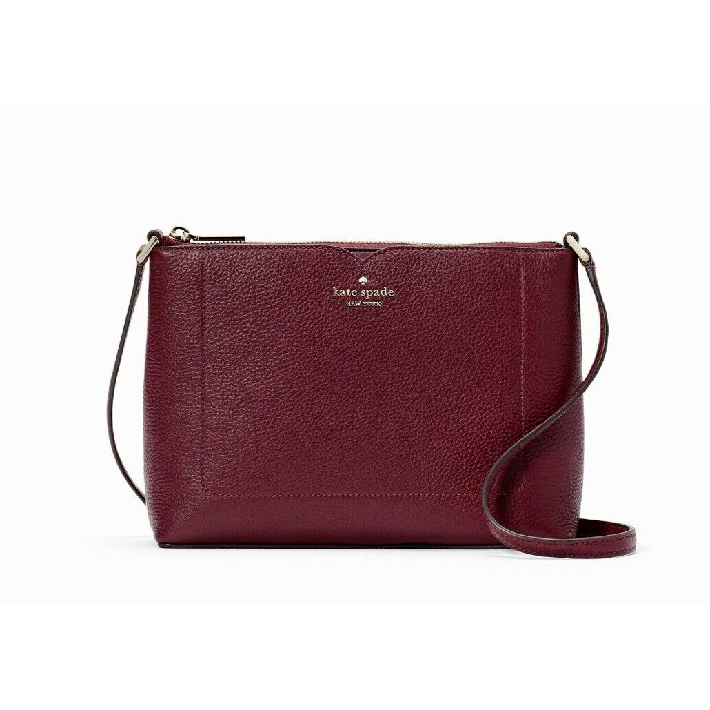 New Kate Spade Harlow Pebble Leather Crossbody Deep Berry with Dust Bag