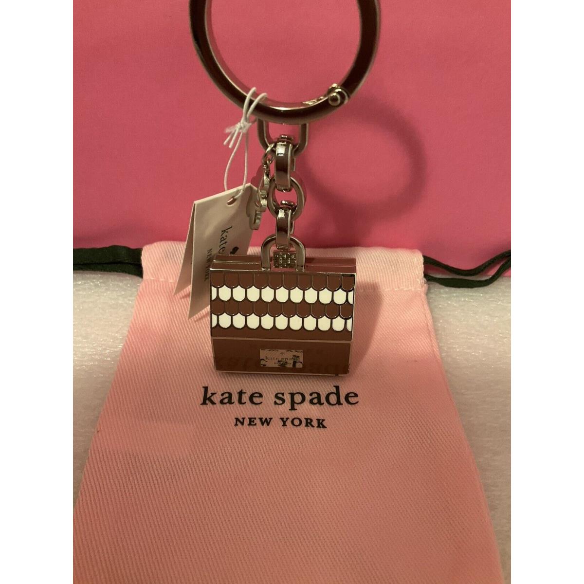 Kate Spade Gingerbread House Key Chain Bag Charm Novelty Gift w/ KS Dust Bag