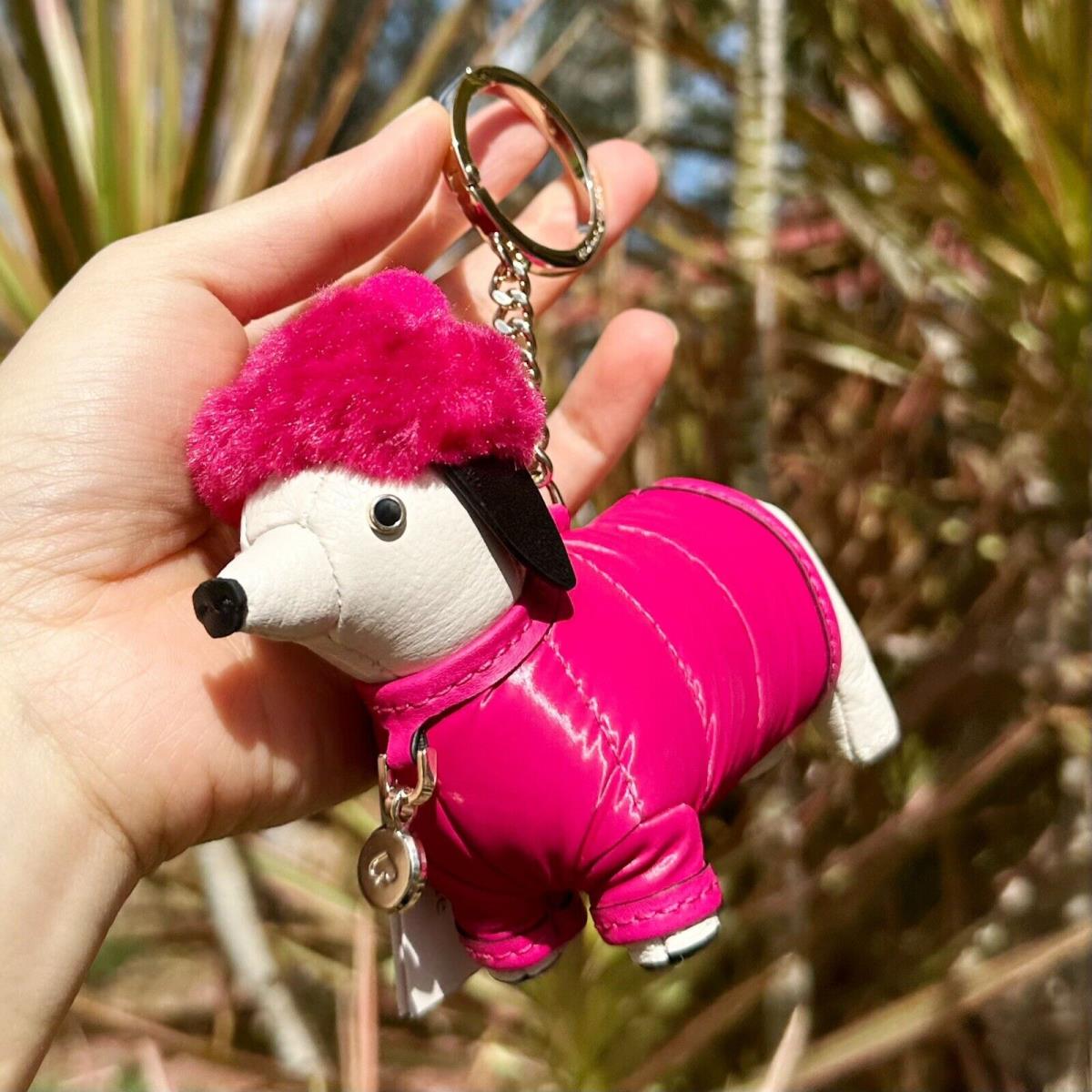 Kate Spade Novelty Festive Pink Claude Dachshund Dog Key Fob Bag Charm K9252
