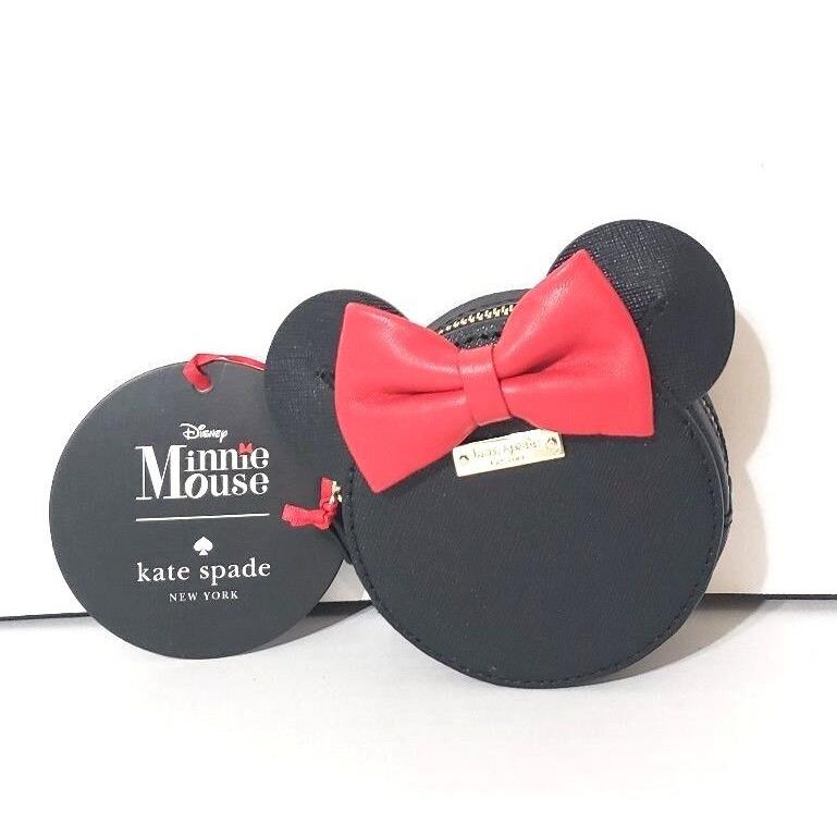 Disney Parks Kate Spade Minnie Mouse Ears Red Bow Zip Coin Purse Wallet