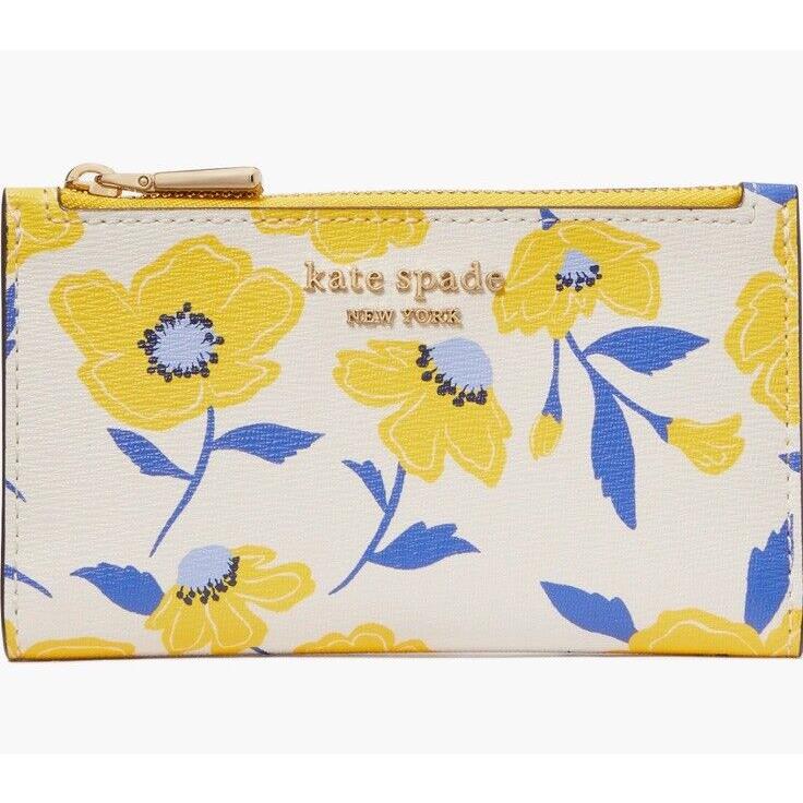 Kate Spade Morgan Sunshine Floral Printed Small Slim Bifold Wallet Cream