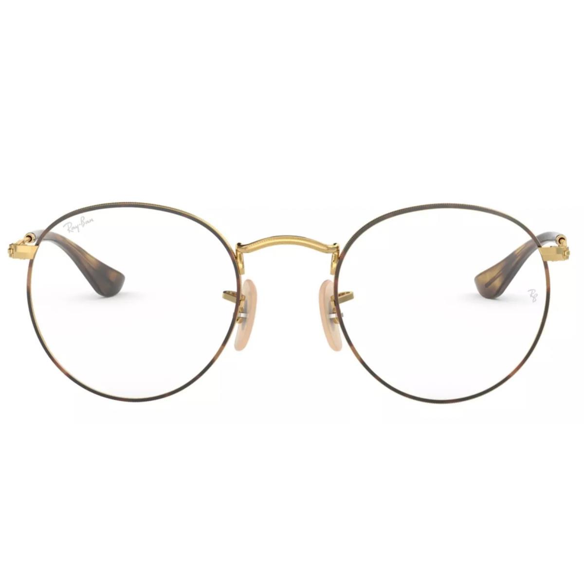 Ray-ban RX3447V 2945 Havana Gold Round Metal Eyeglasses 50-21-145 W/case - Frame: Gold