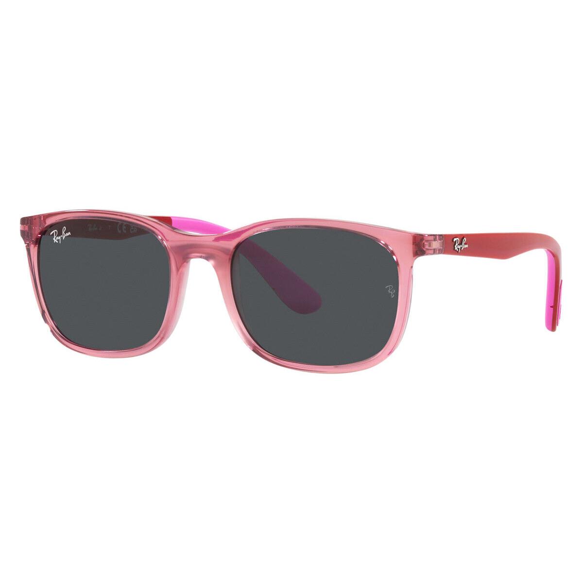 Ray-ban RJ9076S Sunglasses Transparent Pink on Rubber Pink Dark Gray 49mm