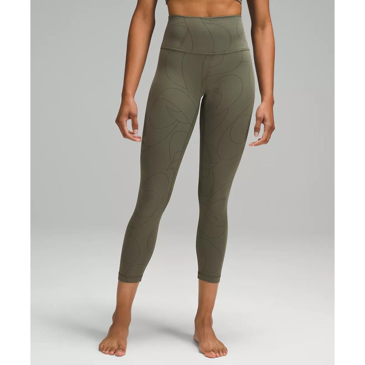 Lululemon Align High Rise Legging Crop 23 - Retail $88-$98 Scripted Yogo Army Green/Dark Olive