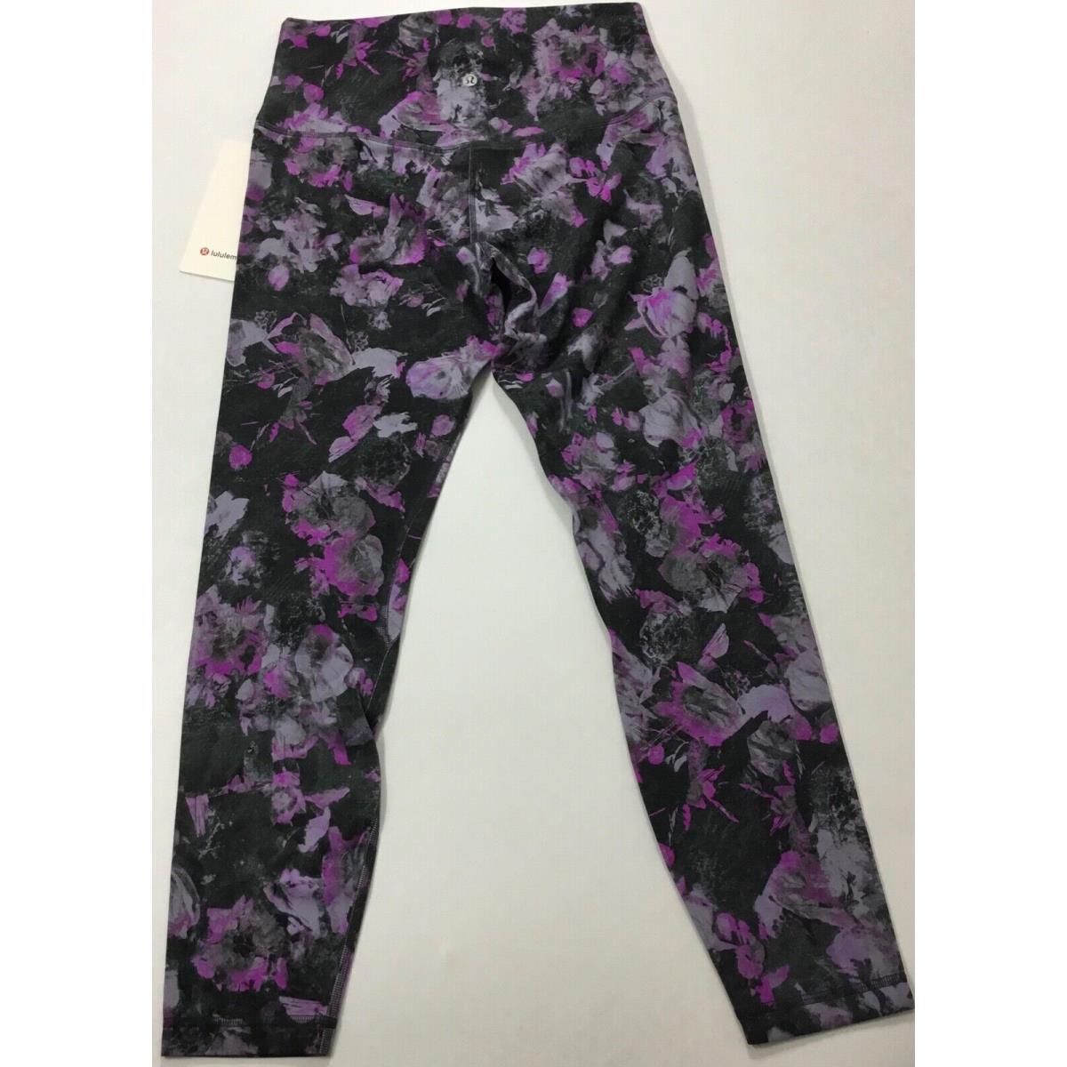 Lululemon Women`s Align Pant 25 Nulu LW5BYXS Black Purple Floral Size 8