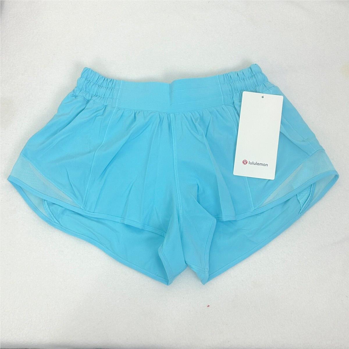 Lululemon Women`s Hotty Hot LR Short 2.5 Lined Sz 6 Cyan Blue