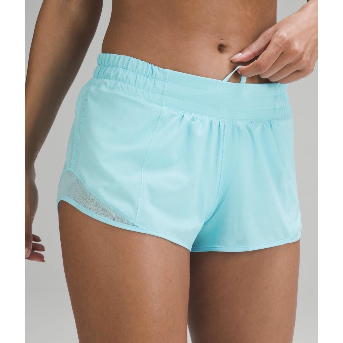 Lululemon Women`s Hotty Hot LR Short 2.5 Lined Sz 6 Cyan Blue