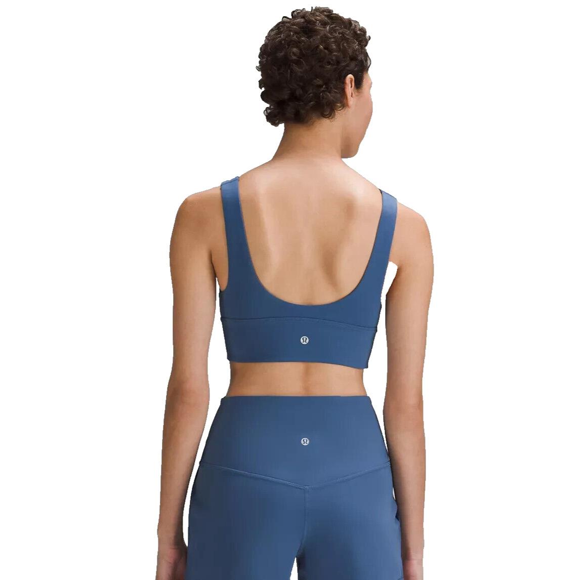 Size 6 Lululemon Women`s Align V-neck Yoga Sport Bra C/d Cup Pitch Blue - Blue