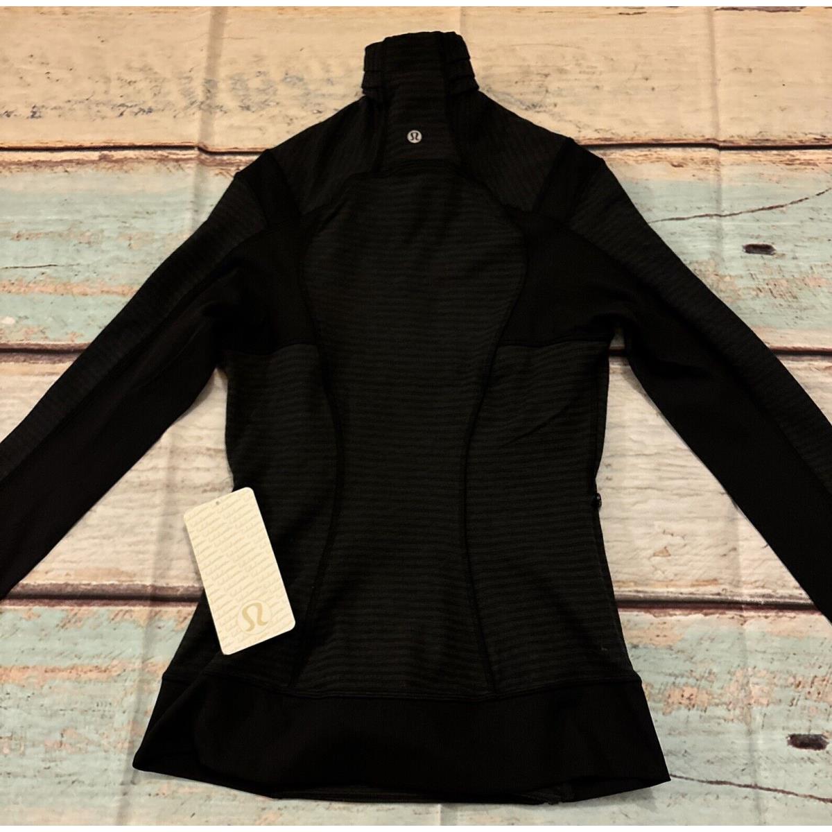 Lululemon Bhakti Double Zip Yoga Thumbhole Jacket Womems Black Stripe Size 4