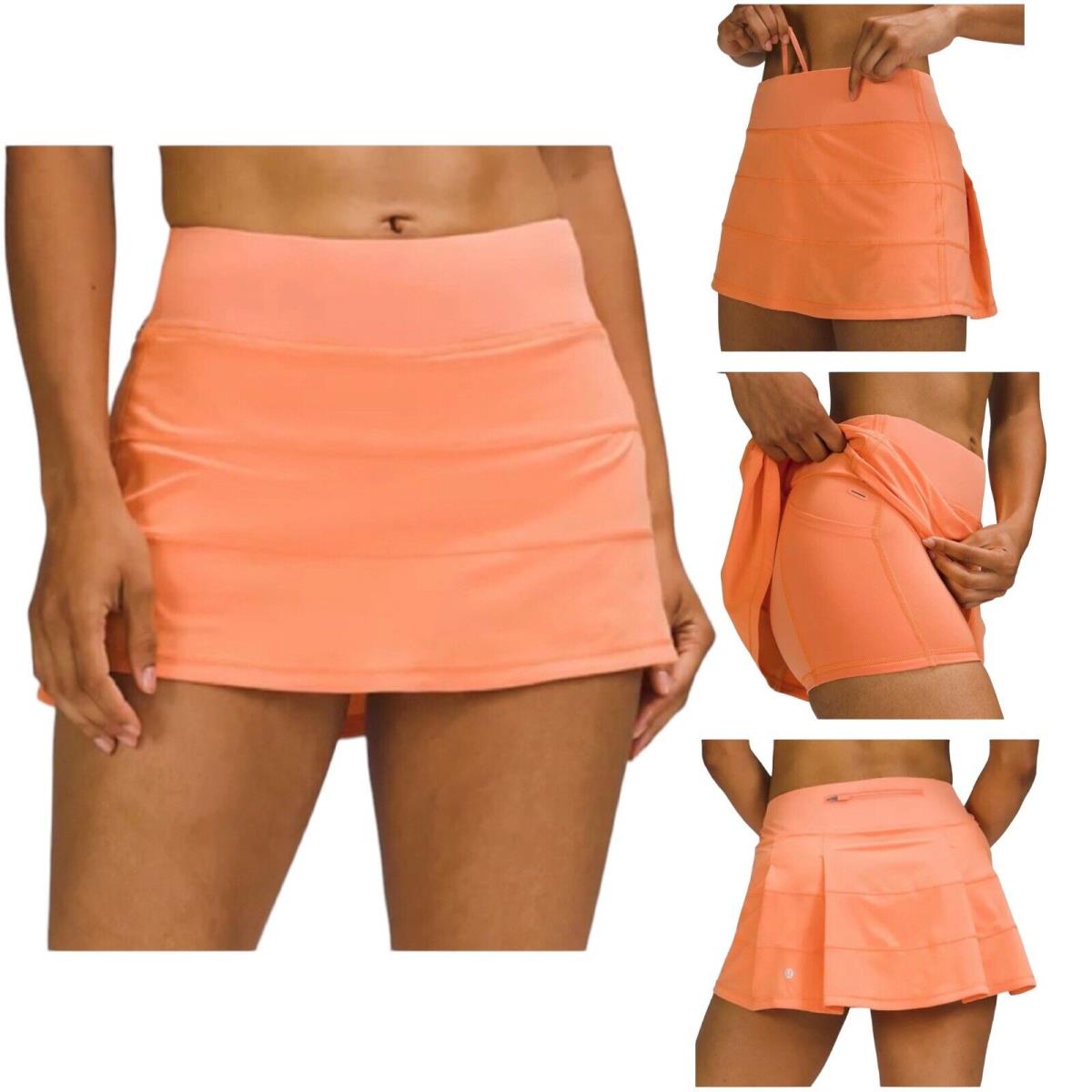 Lululemon Pace Rival Skirt Tennis Skort Mid Rise Golden Apricot Peach 12 Rare