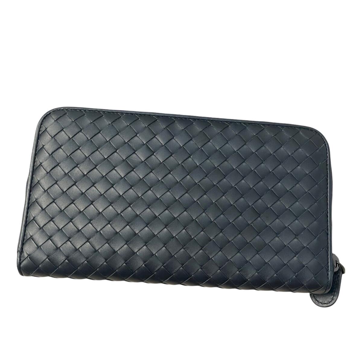 Bottega Veneta Intrecciato Leather VN 311263 Wallet Zip Around Navy Retail