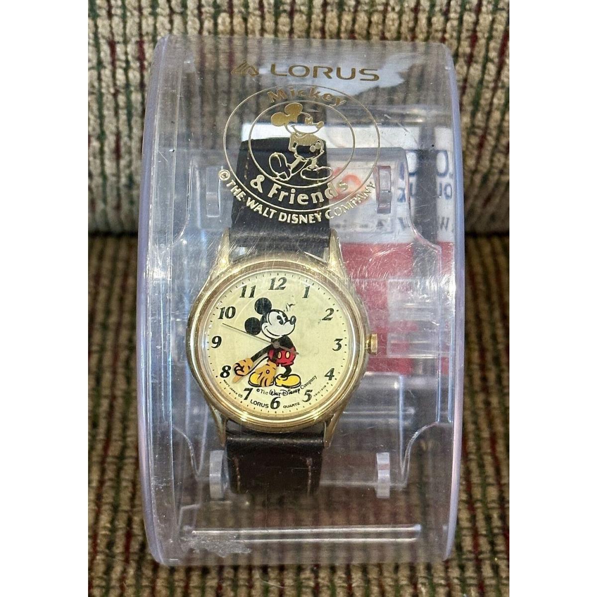 Vintage Lorus Disney Mickey Mouse Gold Tone Watch V515-6000 w/ Box