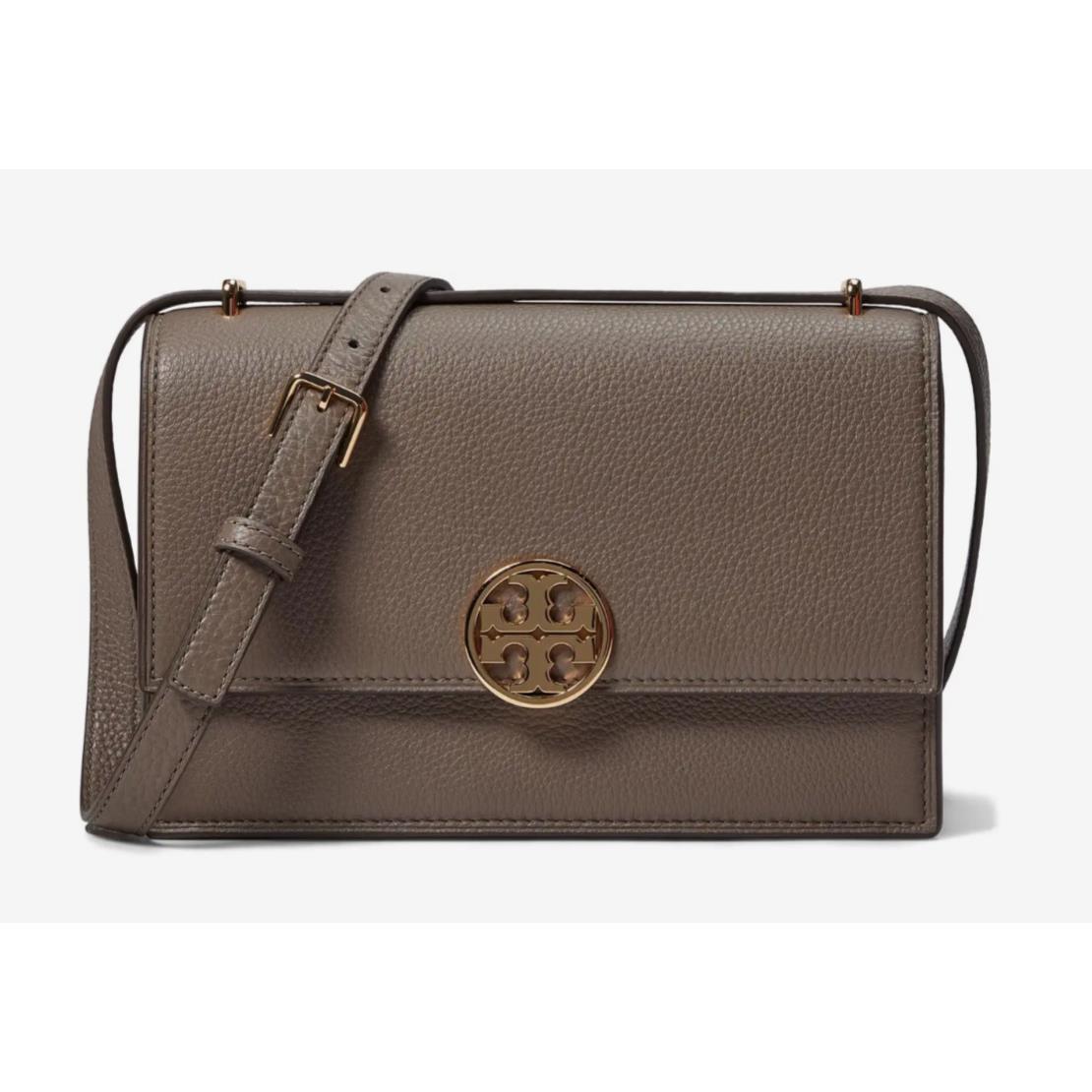 Tory Burch Miller Logo Plaque Leather Shoulder Bag In Wild Mushroom